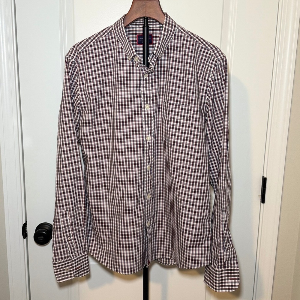 UNTUCKit Mens Slim Fit Wrinkle Free Plaid Button Down Shirt Buisness Casual Sz L